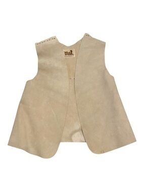 CowCatcher Leatherworks Raw Leather Tan Suede Vest Country Boho Sz Small
